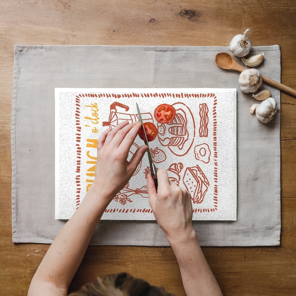Brunch O'Clock Abstract Glass Cutting Board 10×8 - Picture 1 of 4